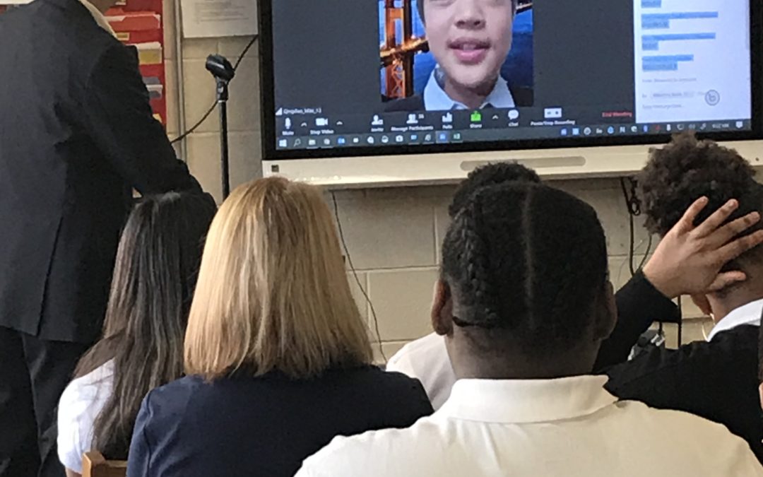 8th Grade Students at Academy of International Studies at Rosemont Support their Chinese Peers