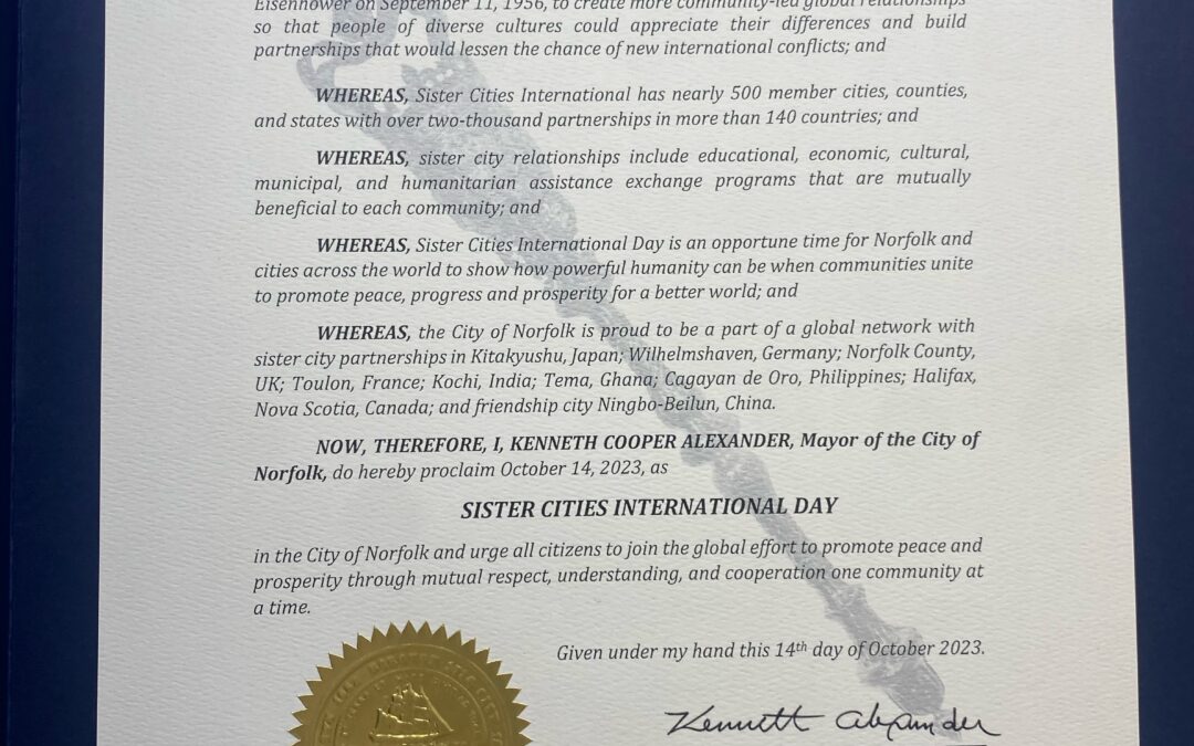 October 14 is Sister Cities International Day